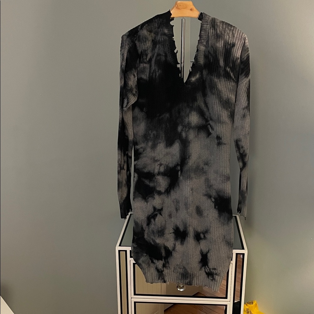 Fate Black and Gray Knit Sweater Dress new